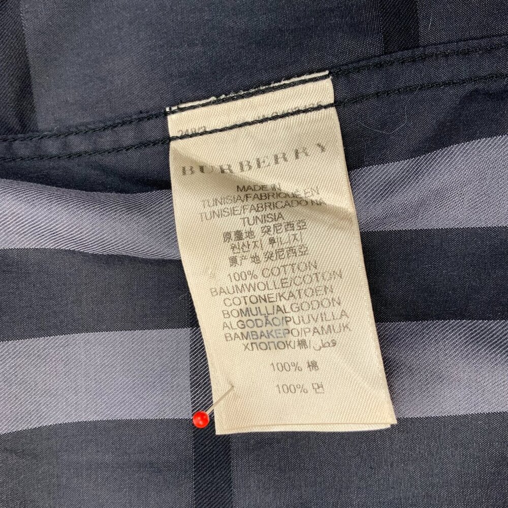 Burberry London Charcoal Gray Check Cotton Button Down Shirt Sz 16/34-35 - Picture 13 of 16